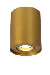 Tube Matt gull/messing spotlight Fra Lucide - Med en diameter på 9,6 cm er den enkel å plassere på en sentral boks.