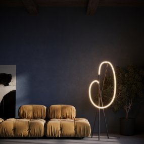 Crochet Svart Fra Maytoni - Crochet er en skulpturell gulvlampe i metall med en elegant svart finish.