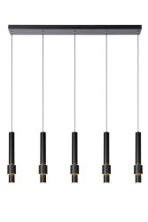 Margary 103cm Svart Taklampe Fra Lucide - Her finner du både en nedovervendt lyskilde i bunnen av sylinderen og en andre integrert LED-lyskilde som vikler seg rundt den elegante stangen, omgitt av en andre sylinder.