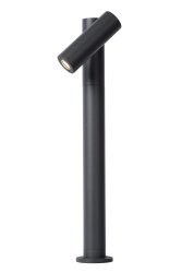 Tatum 43cm Antrasitt pullerter Fra Lucide - Designet skiller seg ut for sin enkelhet: en vertikal søyle med en vippbar arm som huser den integrerte LED-lyskilden.