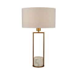 Claire 45cm Gull bordlampe Fra Searchlight - Med sin åpne og luftige ramme og en rund marmorbase gir den et moderne, men tidløst preg som passer perfekt i både klassisk og moderne interiør.