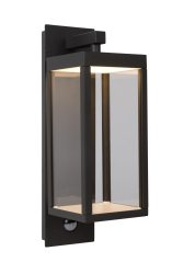 Clairette Antrasitt utendørslampe Fra Lucide - Du trenger ikke å trykke på en knapp for å se Clairette lyse opp i sin fulle herlighet &ndash; den integrerte bevegelsessensoren registrerer umiddelbart når noen er i nærheten og trenger lys.