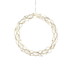 LED-krans Ø45 Gull Fra Konstsmide - Med sin diameter p&aring; 45 cm er girlanderen en vakker dekorasjon &aring; henge i vinduet eller p&aring; veggen, perfekt for &aring; skape ekstra hygge i de m&oslash;rkere m&aring;nedene av &aring;ret.