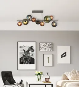 Riha 87cm Flerfarget plafond Fra Globo Lighting - Glaskuporna i brons, gr&ouml;nt och petrol ger lampan en unik karakt&auml;r och eleganta f&auml;rginslag som kompletterar modern inredning.