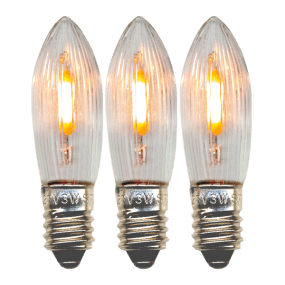 E10 LED 0,5W 3-pk Fra Star Trading - E10 LED-p&aelig;re med filament gir et varmt og behagelig lys.
