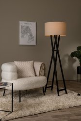 Trafalgar Svart gulvlampe Fra Lucide - Med en høyde på 157 centimeter og en diameter på 48 centimeter er Trafalgar et subtilt tillegg til ethvert rom.