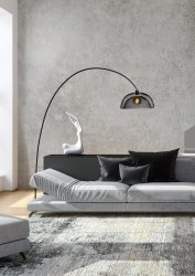 Mesh Svart gulvlampe Fra Lucide - Med en h&oslash;yde p&aring; 200 centimeter og en bredde p&aring; 167 centimeter tar denne gulvlampen akkurat nok plass til &aring; gj&oslash;re et moderne hjem enda koseligere.