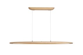 Kenzie 120cm Tre Taklampe Fra Searchlight - Kenzie-pendelen har et stilig lineært design der naturlig ask er kombinert med hvit akryl, noe som gir et moderne og harmonisk uttrykk.