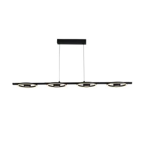 Space 120cm Svart Taklampe Fra Searchlight - Space er en moderne og stilig pendellampe med fire elegante LED-ringer i sort metall, som skaper et fantastisk inntrykk.
