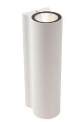 Akra Hvit utendørslampe Fra Lucide - Den integrerte LED-lampen sprer et varmt, hvitt lys nedover og oppover, og gir behagelig belysning uten å blende.