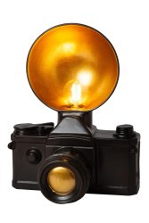 Extravaganza Camera 30cm Svart bordlampe Fra Lucide - Lampen er laget av h&oslash;ykvalitets plast og er enkel &aring; bruke med str&oslash;mbryteren p&aring;.
