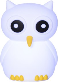 Owl Hvit barnelampe Fra Star Trading - Lampen har en berøringsfunksjon, og med et lett trykk kan du slå den av og på, eller bytte mellom forskjellige vakre farger.