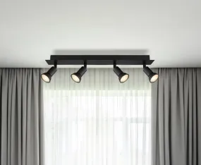 Drew 4 Svart spotlight Fra Globo Lighting - Drew &auml;r en stilren takspotlight som imponerar med sin enhetliga svarta design.