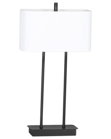 Luton 56cm Svart Fra By Rydéns - Den svarte metallbasen med det lange stativet passer perfekt til den rektangul&aelig;re linskjermen i hvitt.