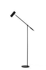 Hubble Read Svart gulvlampe Fra Globen Lighting - Hubble Read er en elegant gulvlampe med en riflet, nettingformet og vippbar skjerm som lar deg rette lyset til ønsket posisjon.