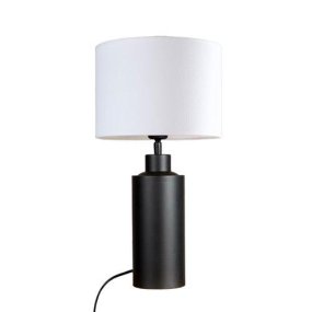 Solo 55cm Svart og hvitt bordlampe Fra PR Home - Solo lampefot i matt svart kombineres med en sylindrisk hvit lampeskjerm for et stilig og moderne uttrykk.