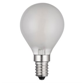 LED E14 kulepære matt 2W 2700K Hvit Fra Unison - Den matte overflaten reduserer blending og er ideell for mindre armaturer der stemningsfull og energieffektiv belysning &oslash;nskes.