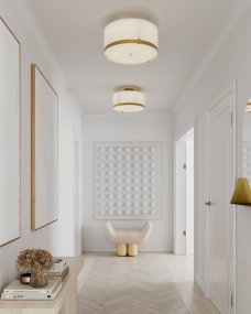 Marcel Ø40 Hvit/messing Fra By Rydéns - Marcel er en elegant taklampe, designet av Mia Lagerman, og gir et jevnt og fint lys som sprer en behagelig atmosf&aelig;re i rommet.
