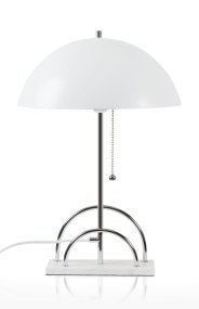 Sarah 50cm Hvit bordlampe Fra Globen Lighting - Bordlampe laget med ramme i forkrommet metall med praktisk oppbevaring for bokstaver eller bilder.