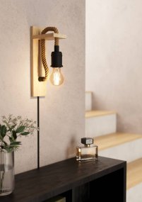 Rampside 30cm Natur vegglampe Fra Eglo - Komplett med en dekorativ lysp&aelig;re for &aring; forsterke lampens karakter og la den bli et i&oslash;ynefallende element i hjemmet ditt.