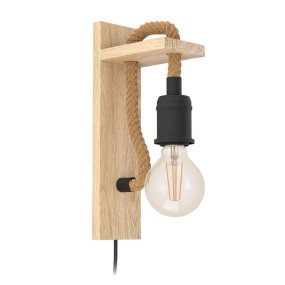 Rampside 30cm Natur vegglampe Fra Eglo - Komplett med en dekorativ lysp&aelig;re for &aring; forsterke lampens karakter og la den bli et i&oslash;ynefallende element i hjemmet ditt.