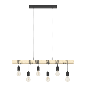 Townshend 100cm Tre Taklampe Fra Eglo - Townshend er en rustikk pendellampe som kombinerer metall og tre i et moderne design.
