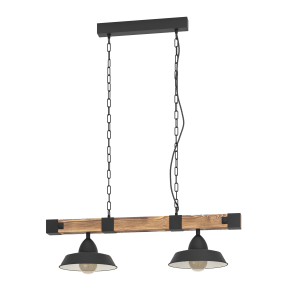 Oldbury 86cm Svart Fra Eglo - Oldbury-pendelen er en stilig taklampe som kombinerer robust st&aring;l med naturlig treverk for en moderne industriell f&oslash;lelse.