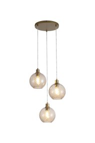 Radiance Ø46 Gull Taklampe Fra Searchlight - Radiance er en elegant taklampe med 3 glassskjermer i en varm champagnefarge.