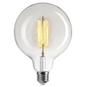 E27 Globepære 2W 2200K dimbar Gjennomsiktig Fra Unison - Lampens klassiske design og spiralgl&oslash;detr&aring;d gj&oslash;r den ideell for &aring;pne armaturer og dekorative installasjoner, hvor b&aring;de estetikk og lyskvalitet er i fokus.