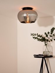 Judi Ø30 Røykfarget plafond Fra Lucide - Med en lampeskjerm av r&oslash;kt glass gir Judi en f&oslash;lelse av luksus til hjemmet ditt.