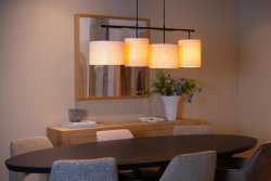 Maya 107cm Krem Taklampe Fra Lucide - Koble Maya til en ekstern dimmer for enda mer atmosf&aelig;risk belysning.