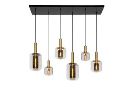 Joanet 132cm Røykfarget Taklampe Fra Lucide - Glass og messing av høy kvalitet er den perfekte formelen for stilig design, og Joanet-pendellampen har virkelig vært en pioner.