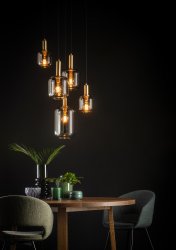 Joanet Ø66 Røykfarget Taklampe Fra Lucide - Glass og messing av høy kvalitet er den perfekte formelen for stilig design, og Joanet-pendellampen har virkelig vært en pioner.