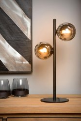 Tycho 43cm Røykfarget bordlampe Fra Lucide - Tycho bordlampe skylder blant annet sitt retro-utseende til valget av materialer av høy kvalitet: høykvalitets stål og klart glass gir denne luksuriøse lampen formen.