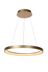 Vidal Ø58 Matt gull/messing Taklampe Fra Lucide - Det varmhvite lyset er den optimale partneren ved spisebordet, og du kan enkelt koble Vidal til en ekstern dimmer for å justere lysstyrken.