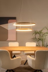 Vidal Ø78 Matt gull/messing Taklampe Fra Lucide - Det ekstremt varme lyset skaper den optimale atmosf&aelig;ren ved spisebordet, og du kan enkelt koble Vidal til en ekstern dimmer for &aring; justere lysstyrken.