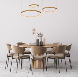Vidal Ø78 Matt gull/messing Taklampe Fra Lucide - Det varmhvite lyset skaper den optimale atmosf&aelig;ren ved spisebordet, og du kan enkelt koble Vidal til en ekstern dimmer for &aring; justere lysstyrken.