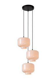 Medine Taklampe Fra Lucide - Refleksjonene i glasset fremhever lyskilden og f&aring;r den til &aring; skille seg ut i midten, og derfor anbefales en dekorativ gl&oslash;detr&aring;dslyskilde for best effekt.