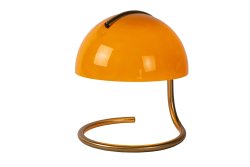 Cato 25cm Oransje bordlampe Fra Lucide - Det er kanskje sant, men med en elegant halvsirkulær lampeskjerm laget av matt glass av høy kvalitet og en stilig metallsokkel.
