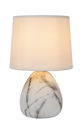 Marmo 25cm Hvit bordlampe Fra Lucide - Til tross for sin beskjedne st&oslash;rrelse p&aring; 26 cm i h&oslash;yden og en bredde p&aring; 16 cm gir Marmo en f&oslash;lelse av storhet til hjemmet ditt.