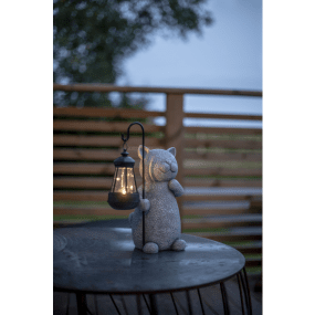 Smilla Grå solcellelampe Fra Star Trading - Dekorativ solcellelampe laget av polyresin som imiterer granitt.