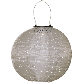 Festa Beige solcellelampe Fra Star Trading - Festa solcellelykt er laget av polyester med perlemønster som skaper et vakkert skyggespill når den skinner i mørket.