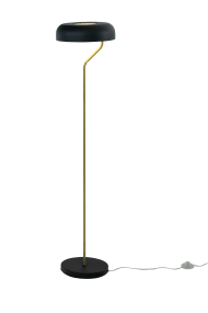 Bremen Svart/messing gulvlampe Fra Aneta Lighting - Et stilig og funksjonelt valg for både stuer og soverom.