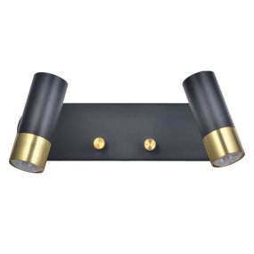 Mini II Svart messing leselampe Fra Oriva - Mini II vegglampe i sort metall med gulldetaljer er en praktisk og stilig belysningsløsning.