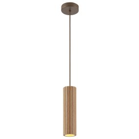 Lakewood Ø10 Tre Taklampe Fra Brilliant - Pendelen har en brun metalltakkopp og en matchende ledning som skaper en helhet.