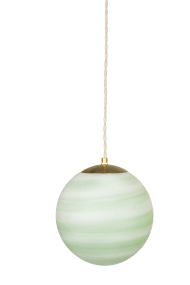 Fabian Ø20 Grønn Taklampe Fra Strömshaga - Den 1,7 meter lange tvunnede tekstilledningen i beige er en dekorativ detalj som komplementerer designet fint.