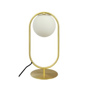 Reims 40cm Messing/hvit bordlampe Fra Dyberg Larsen - Legg til Reims bordlampe til hjemmet ditt for en sofistikert og elegant belysningsløsning.