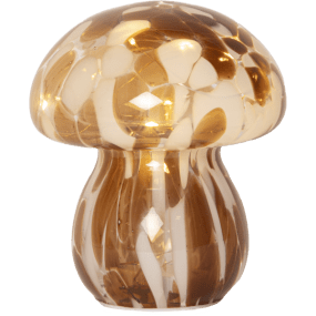 Funghi 15cm Brun bordlampe Fra Star Trading - Den sprer en myk, varm hvit gl&oslash;d som skaper en koselig f&oslash;lelse p&aring; et bord, en benk eller i et vindu.