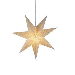 Papirstjerne m. broderi Ø60 Hvit Fra Konstsmide - Med sin diameter p&aring; 60 cm er den perfekt for &aring; henge i et vindu, hvor den vil v&aelig;re et vakkert blikkfang i advent og jul.