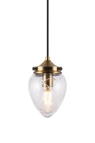 Juni Ø10 Antikk messing/gjennomsiktig vinduslampe Fra Globen Lighting - Juni med sitt vakre slipte glass og metallskjerm tar deg tilbake i tid til tidlig på 1900-tallet.